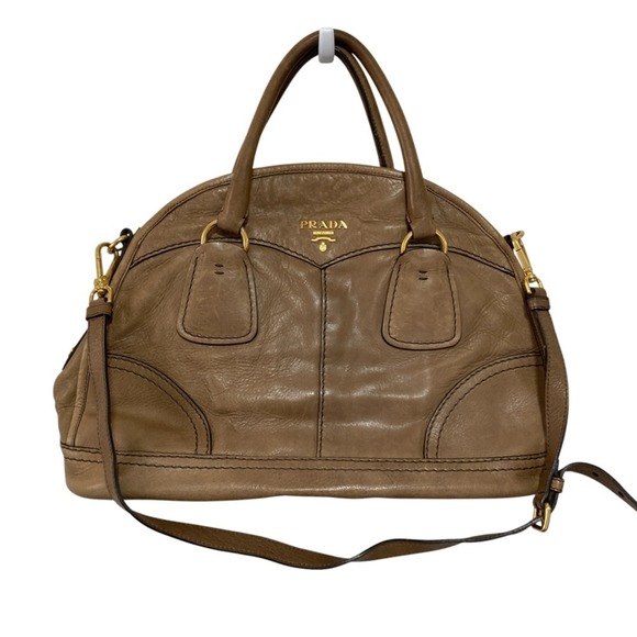 PRADA Prada Leather 2-Way Handbag/Shoulder Bag BL0688 Brown Women's - Picture 1 of 10